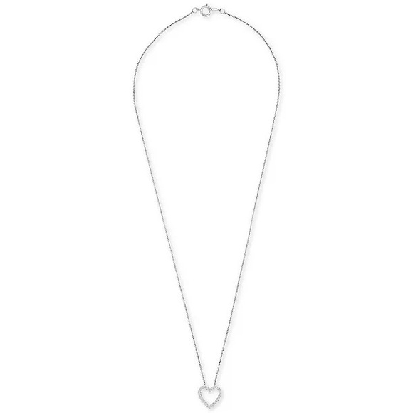 Macy’s Diamond Heart Necklace Sterling Silver $200 - Picture 4 of 9